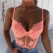 Load image into Gallery viewer, Cryptographic Lace Floral Mesh Sexy Lace Bodysuits Women Party Night Club Summer Backless Sheer Bodysuit Lingerie Female Body