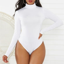 Load image into Gallery viewer, GAOKE Sexy Solid Turtleneck Body Femme Long Sleeve Tops Autumn Winter Elegant Slim Bodycon Black White Bodysuit Womens