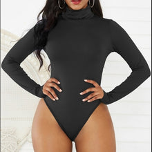 Load image into Gallery viewer, GAOKE Sexy Solid Turtleneck Body Femme Long Sleeve Tops Autumn Winter Elegant Slim Bodycon Black White Bodysuit Womens