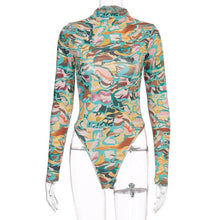 Load image into Gallery viewer, Cryptographic Long Sleeve Print Backless Sexy Bodysuit Women Summer Streetwear Rave Festival Outfit Skinny Body Suits Clubwear