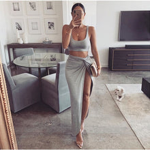 Load image into Gallery viewer, NewAsia Sexy Party 2 Piece Set Women 2019 Plus Size Crop Top Twist Side Split Long Skirts Matching Sets Club Two Piece Outfits