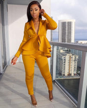 Load image into Gallery viewer, New Women Winter Women&#39;s Set Tracksuit Full Sleeve Ruffles Blazers Pencil Pants Suit Two Piece Set Office Lady Outfits Uniform