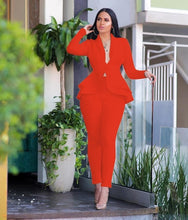 Load image into Gallery viewer, New Women Winter Women&#39;s Set Tracksuit Full Sleeve Ruffles Blazers Pencil Pants Suit Two Piece Set Office Lady Outfits Uniform