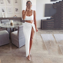 Load image into Gallery viewer, NewAsia Sexy Party 2 Piece Set Women 2019 Plus Size Crop Top Twist Side Split Long Skirts Matching Sets Club Two Piece Outfits