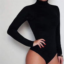 Load image into Gallery viewer, GAOKE Sexy Solid Turtleneck Body Femme Long Sleeve Tops Autumn Winter Elegant Slim Bodycon Black White Bodysuit Womens