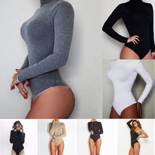 Load image into Gallery viewer, GAOKE Sexy Solid Turtleneck Body Femme Long Sleeve Tops Autumn Winter Elegant Slim Bodycon Black White Bodysuit Womens