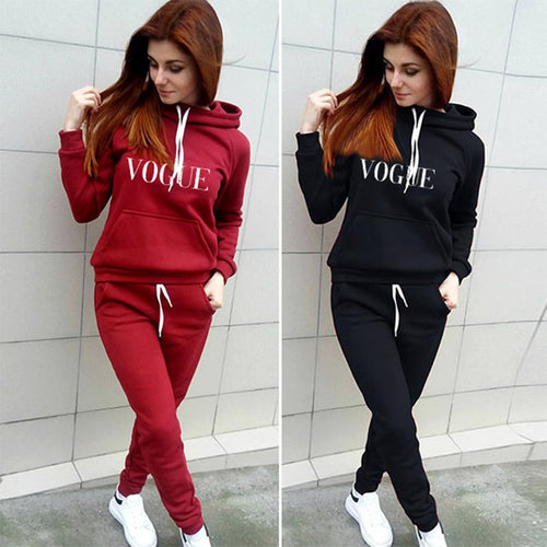 2 Piece Set Tracksuit Women Clothes Ropa Mujer Solid Hooded Sweatshirt Trousers Suits Letter Print Ropa Mujer Plus Size S-4XL