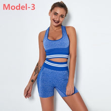 Load image into Gallery viewer, Women Seamless Gym Sets High Waist Gym Mesh Leggings Shirts Suit Long Sleeve Fitness Workout Sports Running Thin Sport Sets