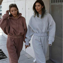 Load image into Gallery viewer, Solid Tracksuit Women Two Piece Set Autumn Winter Clothes Hooded Oversized Sweatshirt Top Sweatpants Sports Jogging Suit Outfits