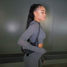Load image into Gallery viewer, Winter Fitness 2 Two Piece Set Women Lounge wear Long Sleeve Crop Top + Leggings Bodycon Tracksuit Women Outfits Jogging Femme