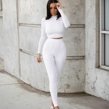Load image into Gallery viewer, Winter Fitness 2 Two Piece Set Women Lounge wear Long Sleeve Crop Top + Leggings Bodycon Tracksuit Women Outfits Jogging Femme