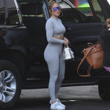 Load image into Gallery viewer, Winter Fitness 2 Two Piece Set Women Lounge wear Long Sleeve Crop Top + Leggings Bodycon Tracksuit Women Outfits Jogging Femme