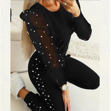 Load image into Gallery viewer, Women Tracksuit  Autumn Cold Shouder Tops High Waist Bandage Pants 2Pcs Set Lady Winter beads Long sleeve Suits dropshipping