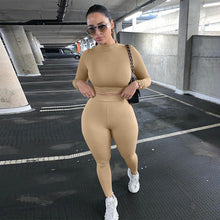 Load image into Gallery viewer, Winter Fitness 2 Two Piece Set Women Lounge wear Long Sleeve Crop Top + Leggings Bodycon Tracksuit Women Outfits Jogging Femme