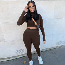 Load image into Gallery viewer, Winter Fitness 2 Two Piece Set Women Lounge wear Long Sleeve Crop Top + Leggings Bodycon Tracksuit Women Outfits Jogging Femme