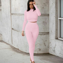 Load image into Gallery viewer, Winter Fitness 2 Two Piece Set Women Lounge wear Long Sleeve Crop Top + Leggings Bodycon Tracksuit Women Outfits Jogging Femme