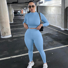 Load image into Gallery viewer, Winter Fitness 2 Two Piece Set Women Lounge wear Long Sleeve Crop Top + Leggings Bodycon Tracksuit Women Outfits Jogging Femme