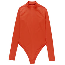 Load image into Gallery viewer, Beyouare 2020 Autumn Sexy Solid Bodysuit Women Slim Invisible Zipper O-Neck Long Sleeve Skinny Vintage Elegant Female Bodysuits
