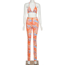 Load image into Gallery viewer, Simenual Sexy Hot Club Bodycon Women Two Piece Sets Bralette And Leggings Zipper Party Fashion Printed Sleeveless Co-ord Outfits