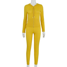 Load image into Gallery viewer, Simenual Casual Sporty Hooded Zipper Women Matching Set Long Sleeve Fashion Workout Tracksuits Skinny Top And Pants Co-ord Sets