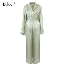 Load image into Gallery viewer, Bclout Green Vintage Two Piece Sets Women Autumn Sets Of Elegant Woman Long Sleeve Top And High Waist Pants 2 Piece Set Female