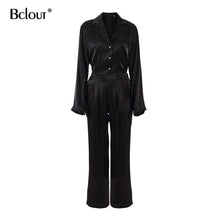 Load image into Gallery viewer, Bclout Green Vintage Two Piece Sets Women Autumn Sets Of Elegant Woman Long Sleeve Top And High Waist Pants 2 Piece Set Female