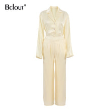 Load image into Gallery viewer, Bclout Green Vintage Two Piece Sets Women Autumn Sets Of Elegant Woman Long Sleeve Top And High Waist Pants 2 Piece Set Female