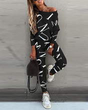 Load image into Gallery viewer, Ladies Long sleeve 2 Pieces Sets Women Fashion Solid Outfits Spring Autumn Sets Slash Neck Suits Streetwear Joggers Tracksuit