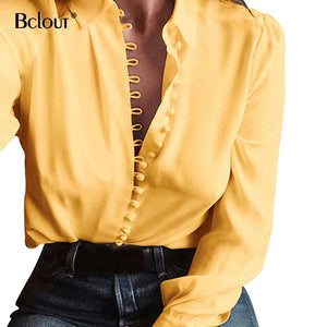 Bclout White Button Up Blouse Shirt Office Loose Long Sleeve Tunic Tops Turn Down Collar Casual Women Top Spring Cotton Mujer