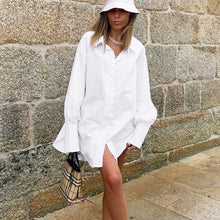 Load image into Gallery viewer, Bclout White Button Up Blouse Shirt Office Loose Long Sleeve Tunic Tops Turn Down Collar Casual Women Top Spring Cotton Mujer