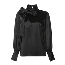 Load image into Gallery viewer, Celmia Women Satin Blouses 2021 Fashion Tops Tunic Plus Size Elegant OL Bow Tie Lantern Sleeve Office Shirt Casual Slik Blusas