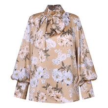 Load image into Gallery viewer, Celmia Women Satin Blouses 2021 Fashion Tops Tunic Plus Size Elegant OL Bow Tie Lantern Sleeve Office Shirt Casual Slik Blusas