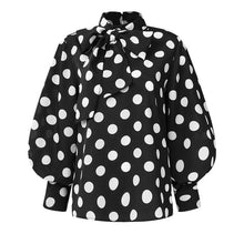 Load image into Gallery viewer, Celmia Women Satin Blouses 2021 Fashion Tops Tunic Plus Size Elegant OL Bow Tie Lantern Sleeve Office Shirt Casual Slik Blusas