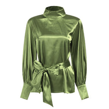 Load image into Gallery viewer, Celmia Women Satin Blouses 2021 Fashion Tops Tunic Plus Size Elegant OL Bow Tie Lantern Sleeve Office Shirt Casual Slik Blusas