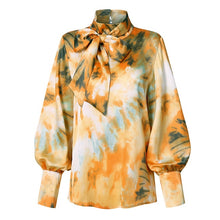 Load image into Gallery viewer, Celmia Women Satin Blouses 2021 Fashion Tops Tunic Plus Size Elegant OL Bow Tie Lantern Sleeve Office Shirt Casual Slik Blusas