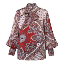 Load image into Gallery viewer, Celmia Women Satin Blouses 2021 Fashion Tops Tunic Plus Size Elegant OL Bow Tie Lantern Sleeve Office Shirt Casual Slik Blusas