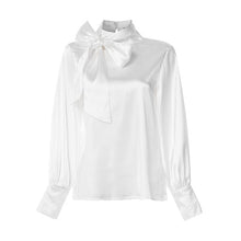 Load image into Gallery viewer, Celmia Women Satin Blouses 2021 Fashion Tops Tunic Plus Size Elegant OL Bow Tie Lantern Sleeve Office Shirt Casual Slik Blusas