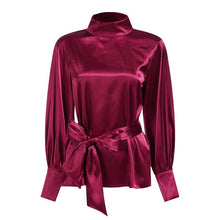 Load image into Gallery viewer, Celmia Women Satin Blouses 2021 Fashion Tops Tunic Plus Size Elegant OL Bow Tie Lantern Sleeve Office Shirt Casual Slik Blusas