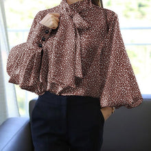 Load image into Gallery viewer, Celmia Women Satin Blouses 2021 Fashion Tops Tunic Plus Size Elegant OL Bow Tie Lantern Sleeve Office Shirt Casual Slik Blusas