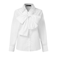 Load image into Gallery viewer, Celmia 2021 Fashion Women Bow Tie Elegant Shirt Long Sleeve White Tops Lapel Casual Office Shirts Plus Size Blusas Femininas 5XL