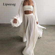 Load image into Gallery viewer, Spring Soft Women Three Piece Set Fashion Wrap Cardigan Tops And High Waist Pants Suit Female Casual Simple Tracksuits Homewear