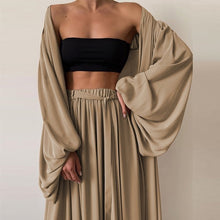 Load image into Gallery viewer, Spring Soft Women Three Piece Set Fashion Wrap Cardigan Tops And High Waist Pants Suit Female Casual Simple Tracksuits Homewear