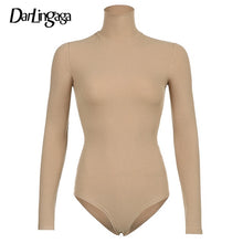 Load image into Gallery viewer, Darlingaga Casual Solid Skinny Turtleneck Long Sleeve Bodysuit Warm Basic Woman Body Fall Winter High Neck Sheer Bodysuits Slim