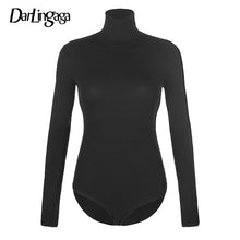 Load image into Gallery viewer, Darlingaga Casual Solid Skinny Turtleneck Long Sleeve Bodysuit Warm Basic Woman Body Fall Winter High Neck Sheer Bodysuits Slim