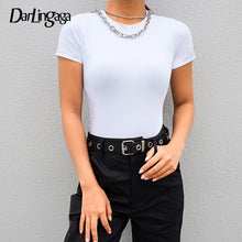 Load image into Gallery viewer, Darlingaga Casual Solid Fitness Basic Summer Bodysuit Women Short Sleeve Body Rompers Womens Jumpsuit 2020 Black White Bodysuits