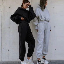 Load image into Gallery viewer, Solid Tracksuit Women Two Piece Set Autumn Winter Clothes Hooded Oversized Sweatshirt Top Sweatpants Sports Jogging Suit Outfits