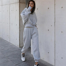 Load image into Gallery viewer, Solid Tracksuit Women Two Piece Set Autumn Winter Clothes Hooded Oversized Sweatshirt Top Sweatpants Sports Jogging Suit Outfits