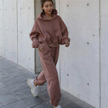 Load image into Gallery viewer, Solid Tracksuit Women Two Piece Set Autumn Winter Clothes Hooded Oversized Sweatshirt Top Sweatpants Sports Jogging Suit Outfits