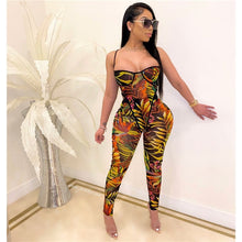 Load image into Gallery viewer, ANJAMANOR Fashion Print Sheer Mesh Pants Set Clubwear See Through Jumpsuit Women Two Piece Outfits Bodysuit Leggings D57-CD18